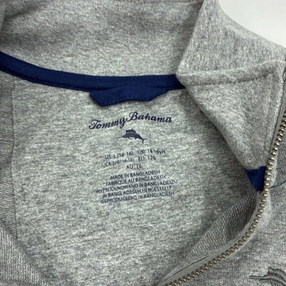 Tommy Bahama Pullover Sweatshirt Boys Size L Gray 1/4 Zip Long Sleeve Casual - Picture 3 of 5